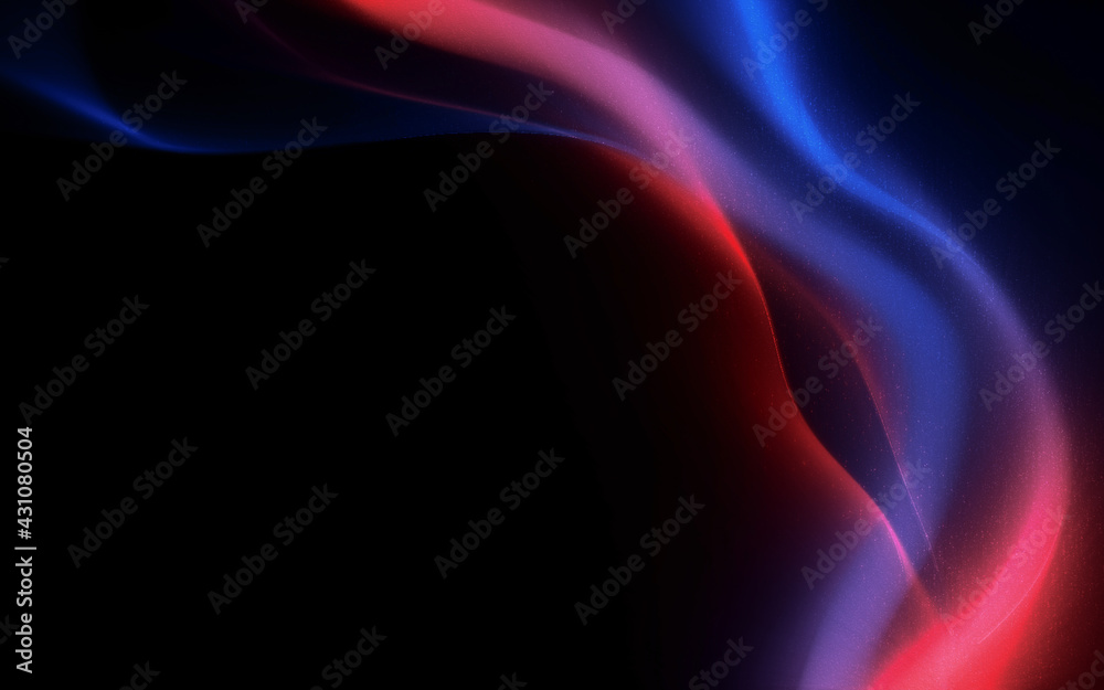 Fototapeta premium Abstract of colorful glowing and flowing dynamic movement curve neon red and blue bright light on dark black background