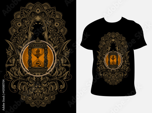 illustration vector vintage hourglass ornament