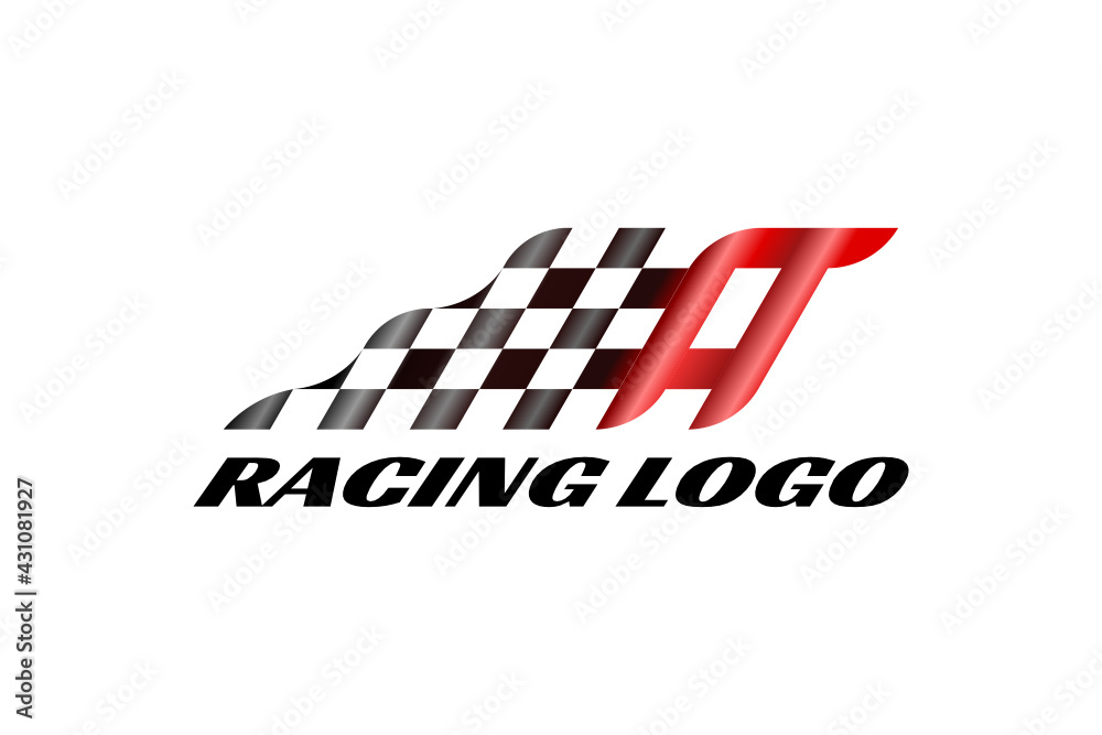 3D vector logo element with an illustration of a starting flag or a finishing flag in a racing competition forming initials 3D vector logo element with an illustration of a starting flag or a finishing flag in a racing competition forming initials