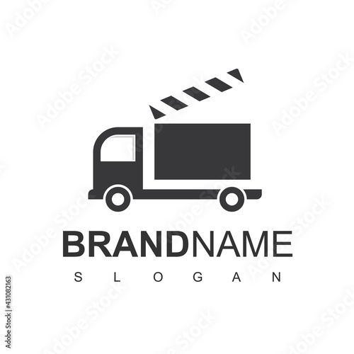 Movie Truck Logo Design Vector