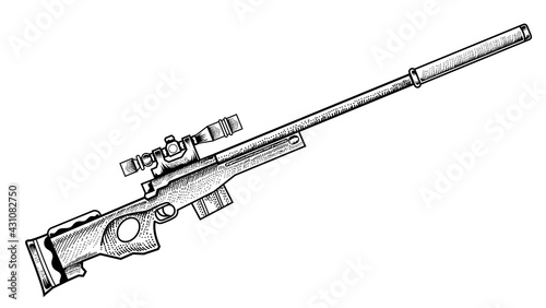 illustration vector vintage sniper guns