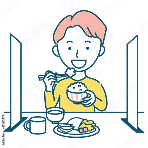 食事をする成人男性のイラスト素材