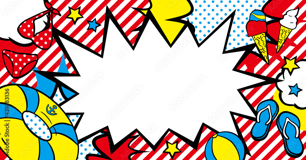 アメコミ風吹き出し 夏 ビビッドデザイン Stock Vector Adobe Stock