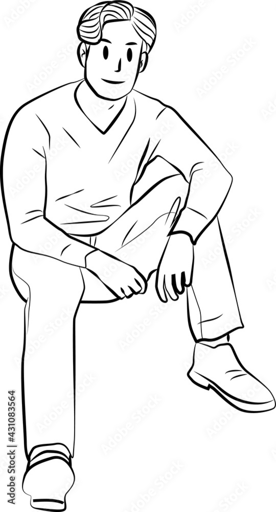 man sitting pose line vector illustration man sitting pose line vector illustration