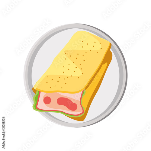 egg omelette with ham