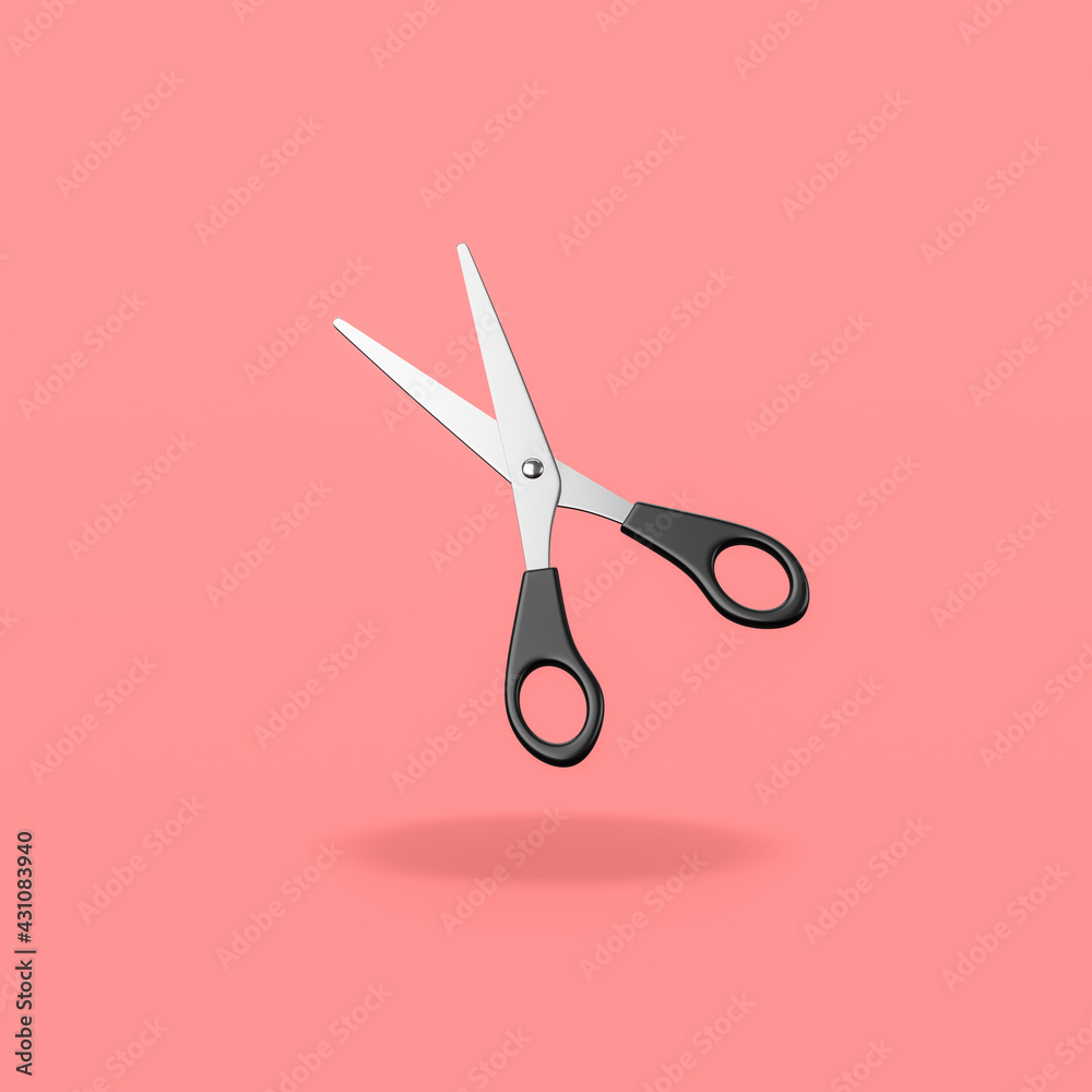 Metal Scissors on Red Background Metal Scissors on Red Background