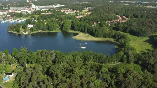 Aerial view of summer in the archipelago community Gustavsberg outside Stockholm. 20-07-28. High quality 4k footage photo