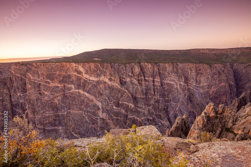 Sunset at Painted Wall Black Canyon in the Gunnison National Park photo