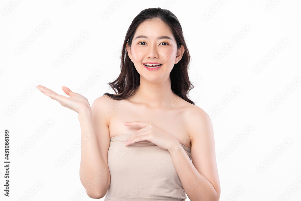 Beautiful young asian woman with clean fresh skin on white background, Face care, Facial treatment, Cosmetology, beauty and spa, Asian women portrait Beautiful young asian woman with clean fresh skin on white background, Face care, Facial treatment, Cosmetology, beauty and spa, Asian women portrait