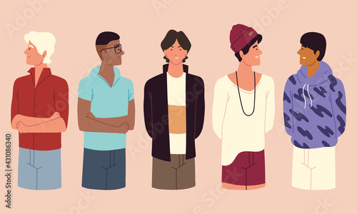 group young men