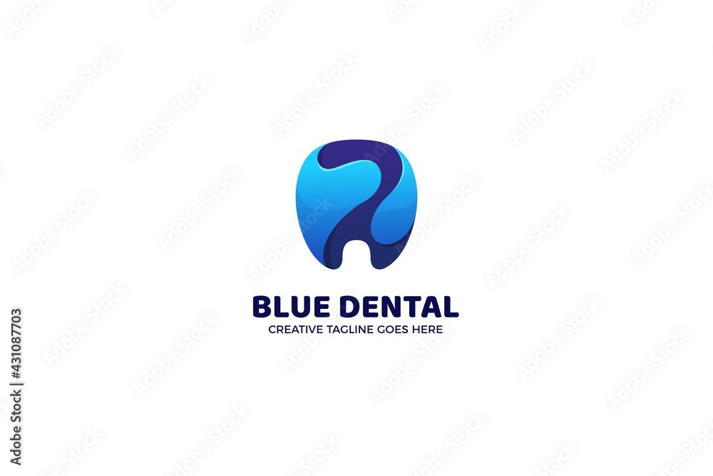 Blue Dental Dentist Gradient Logo Template Blue Dental Dentist Gradient Logo Template