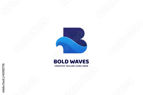 Blue Modern Letter B Gradient Logo Template