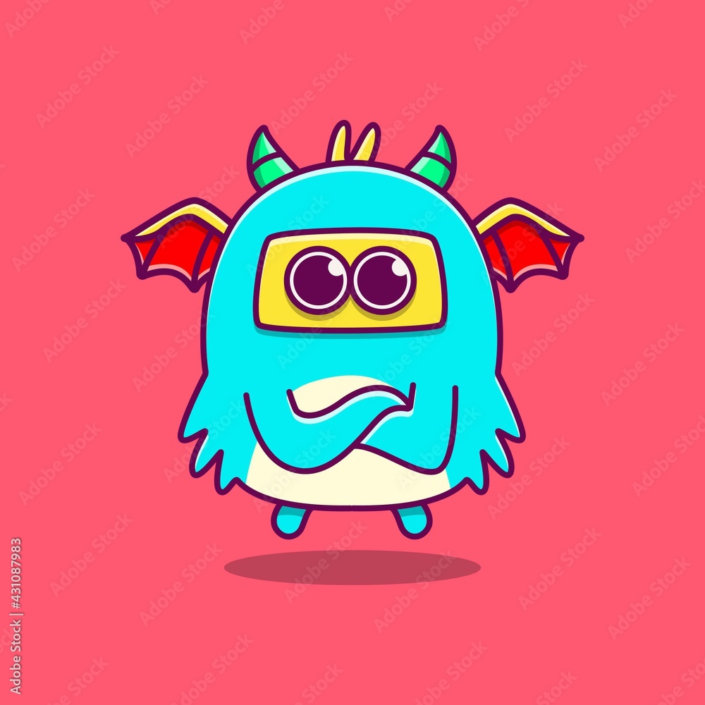 Naklejka premium cute monster cartoon doodle design for coloring, backgrounds, stickers, logos, symbol, icons and more