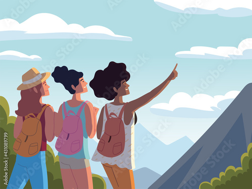 traveling women with bags