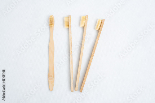 Bamboo toothbrush shooting in studio with white background