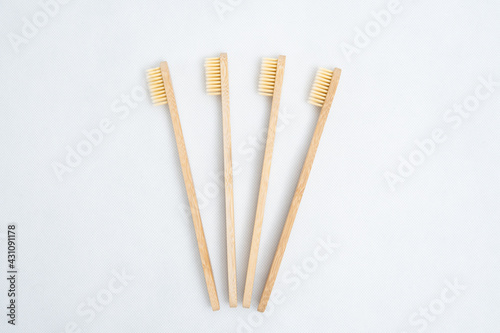 Bamboo toothbrush shooting in studio with white background
