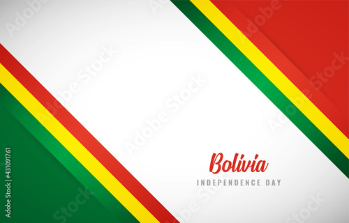 Happy Independence day of Bolivia with Creative Bolivia national country flag greeting background