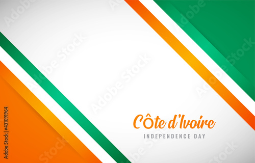 Happy Independence day of Cote dIvoire with Creative Cote dIvoire national country flag greeting background