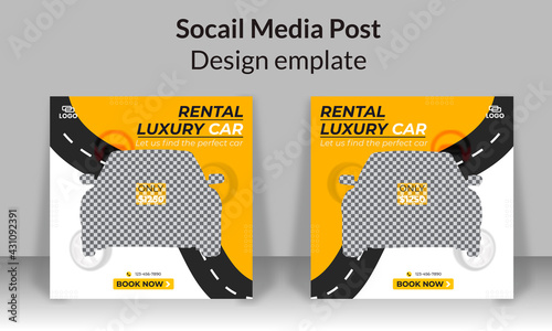 Automotive car rental promotion social media post banner template design