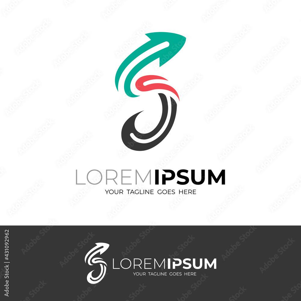 Abstract letter S logo with simple icon, up logos Abstract letter S logo with simple icon, up logos