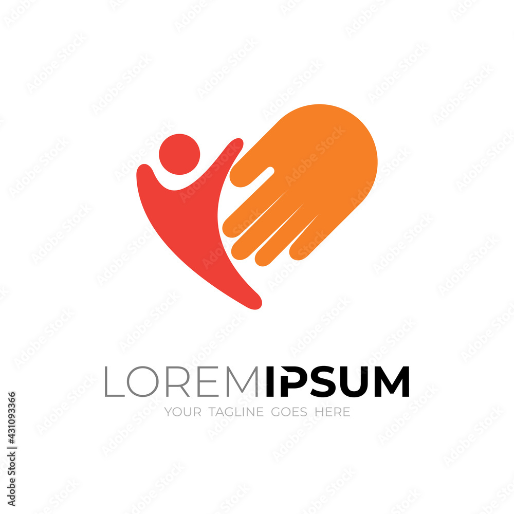 Love logo with people charity icon template, hand and people Love logo with people charity icon template, hand and people