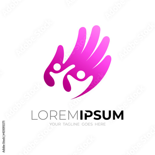 Abstract family logo and charity design illustration