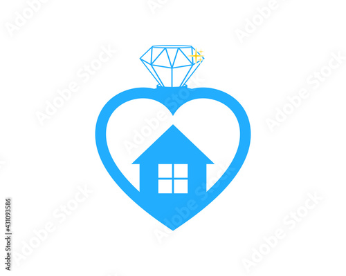 House in the wedding ring with love shape