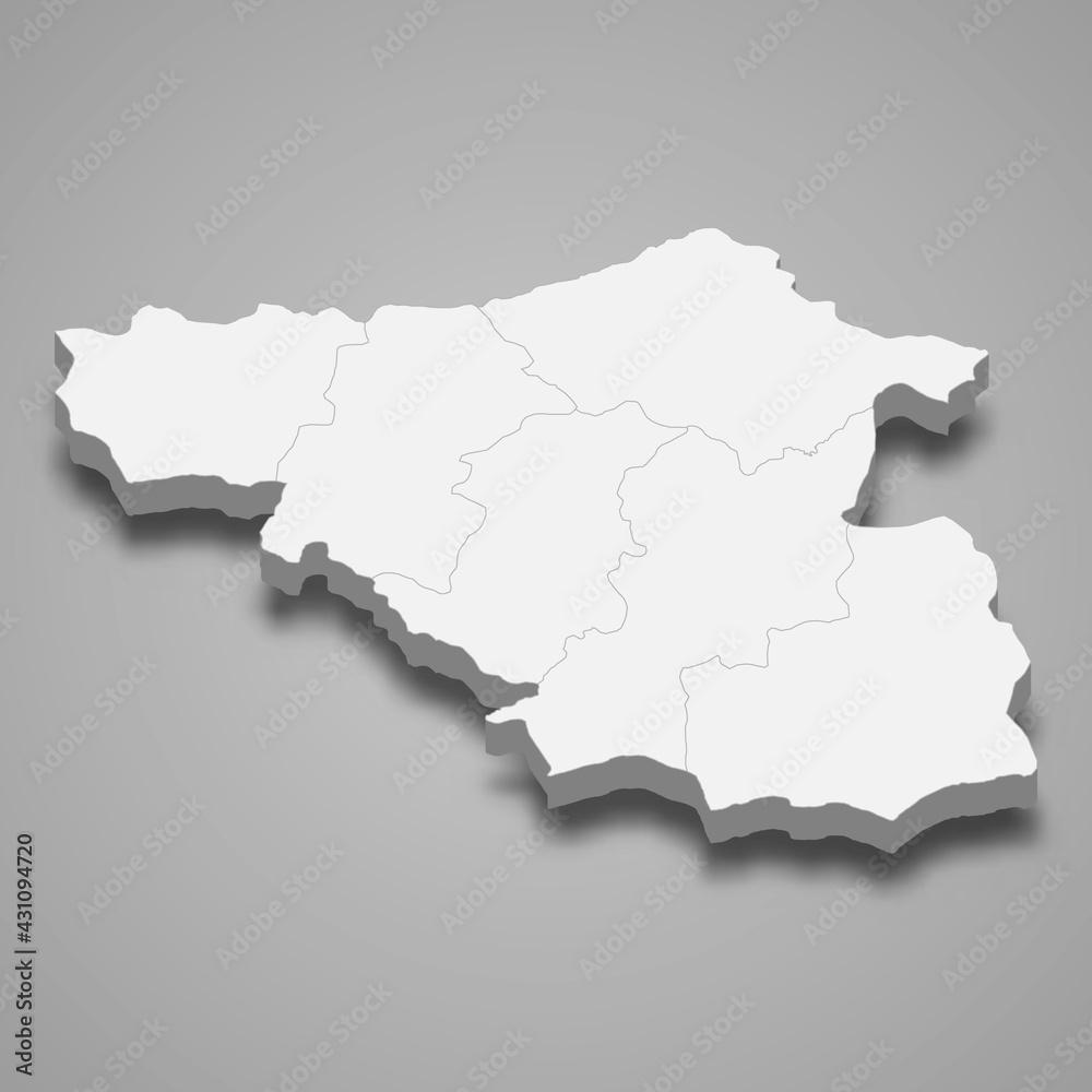 3d isometric map of Samtskhe-Javakheti is a region of Georgia