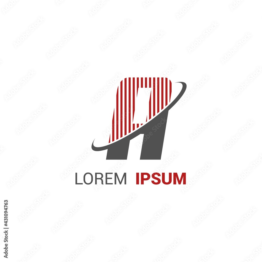 alphabet logo template with red stripes lines and swoosh orbit ring alphabet logo template with red stripes lines and swoosh orbit ring