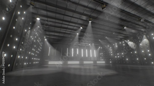 Flashing Lights in Abandoned Warehouse Rave Party Underground Venue - 4K Seamless VJ Loop Motion Background Animation