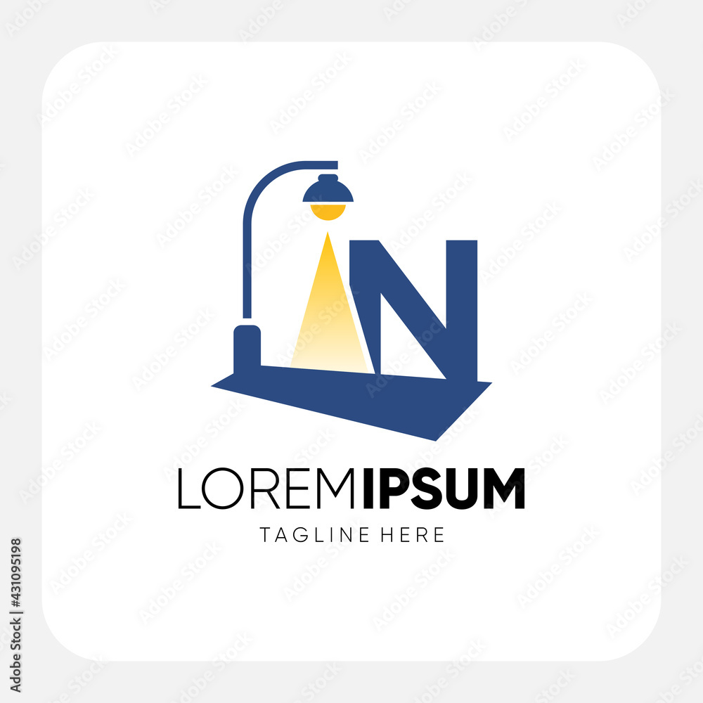 Initial N Letter Street Light Logo Design Vector Graphic Initial N Letter Street Light Logo Design Vector Graphic