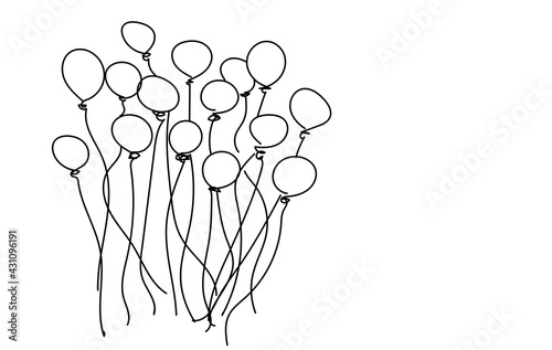 Balloon , line drawing style on white background