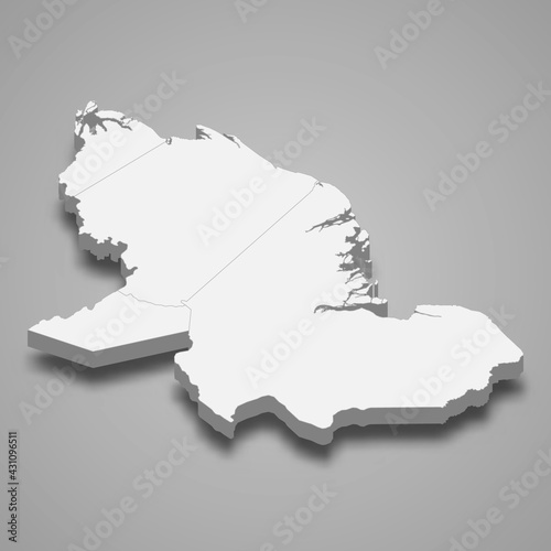 3d isometric map of Delta Amacuro is a state of Venezuela,