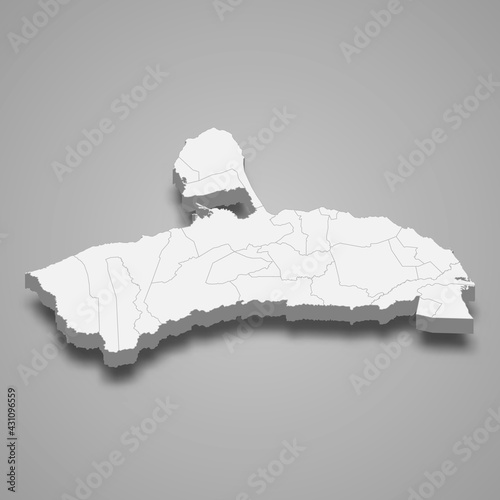 3d isometric map of Falcon is a state of Venezuela, photo