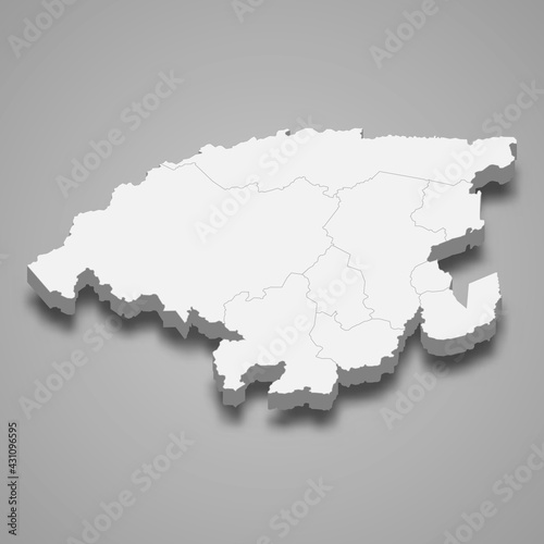 3d isometric map of Lara is a state of Venezuela,