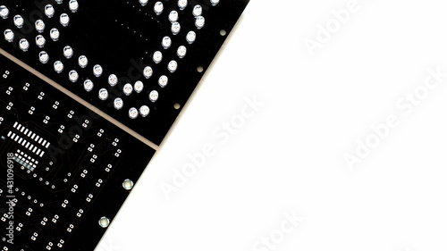 Black PCB electronics LED board on isolate background