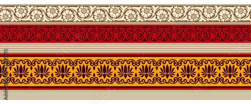 Seamless traditional Asian floral border