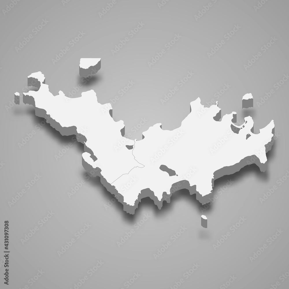 Fototapeta premium 3d isometric map of Saint Barthelemy, isolated with shadow