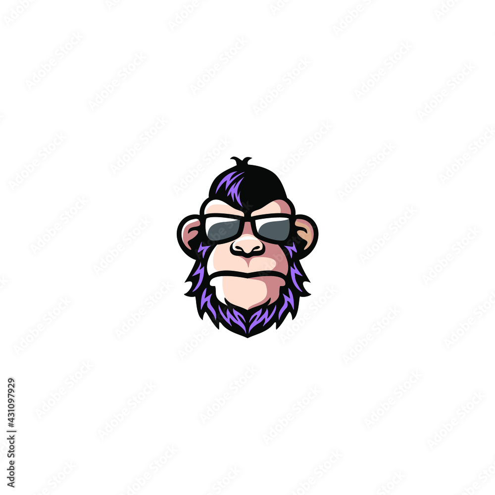 Cute monkey head logo vector illustration, ape mascot logo design Cute monkey head logo vector illustration, ape mascot logo design