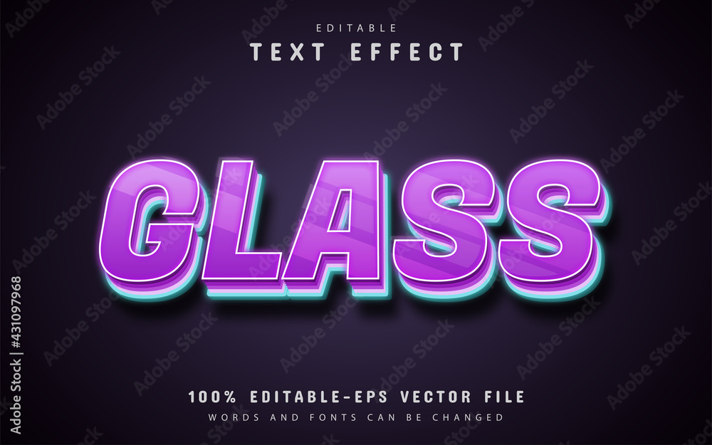 Purple glass text effect editable