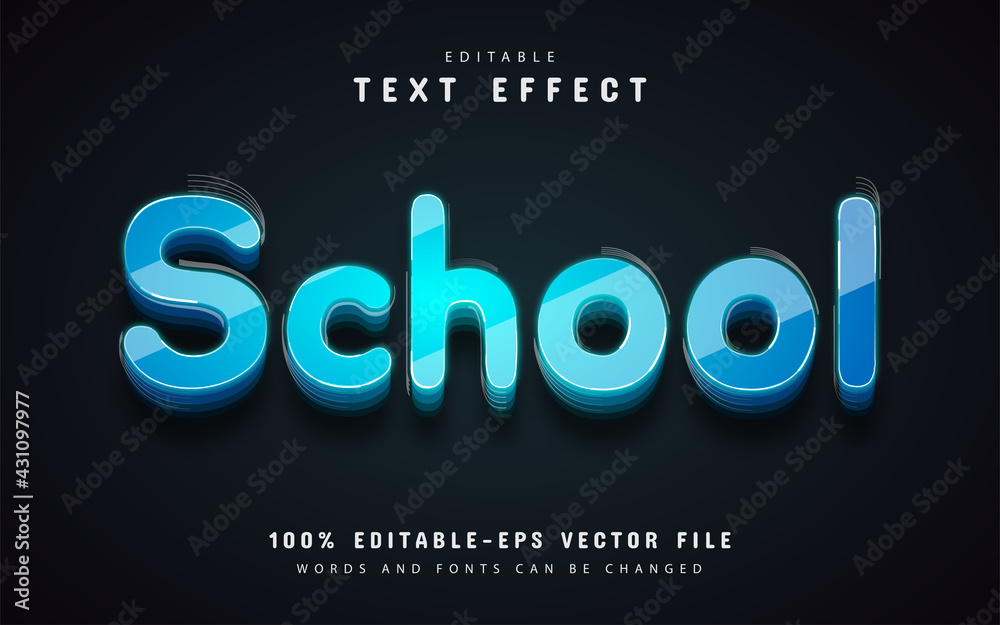 School text, blue 3d text effect