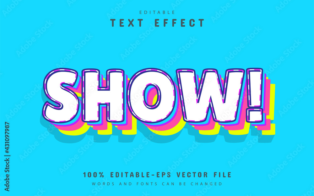 Show text, comic style text effect Show text, comic style text effect