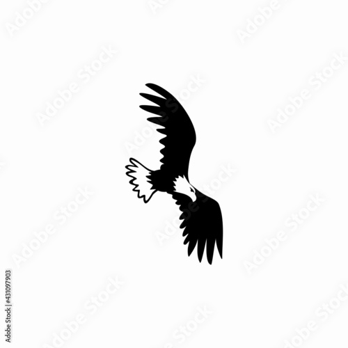 flying eagle icon logo vector illustration in monochrome style