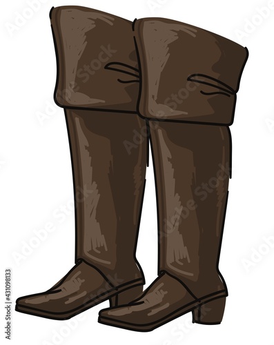 Vintage long boots with small heel for men vector