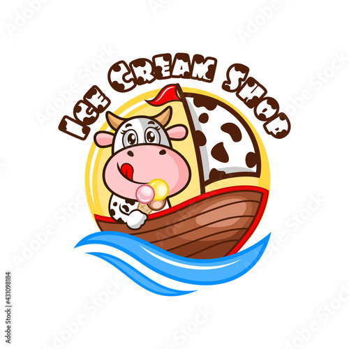 Cow and ice cream logo