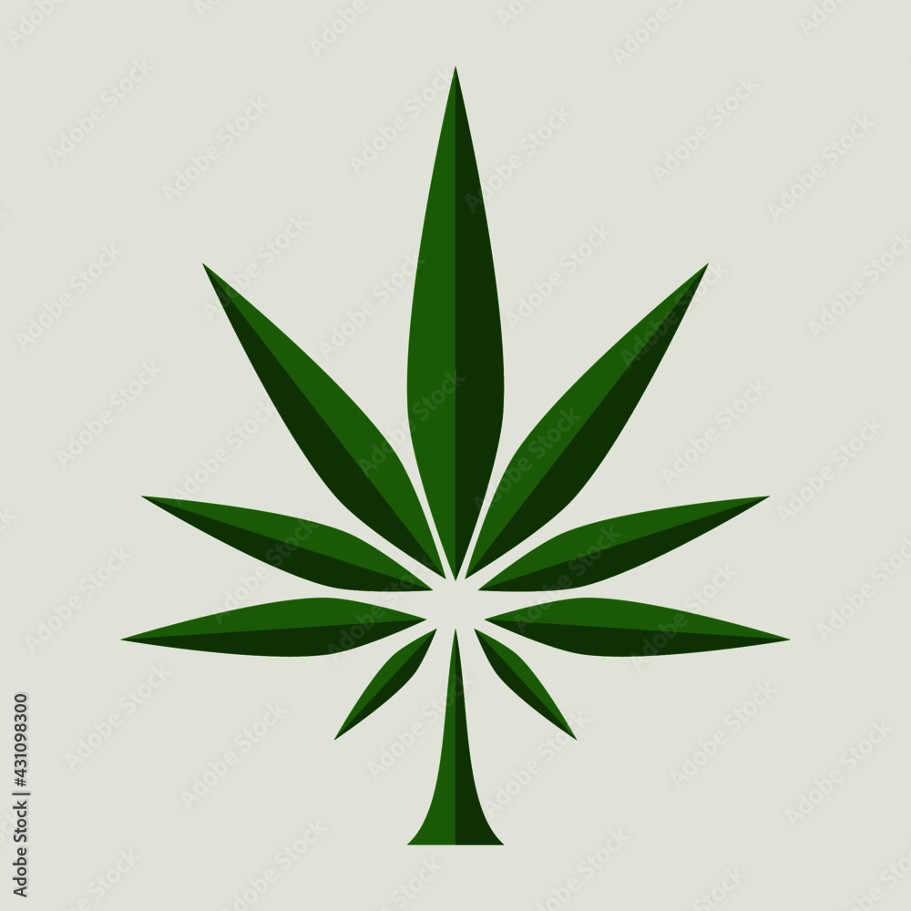 Marijuana leaf icon logo. Origami paper design concept.