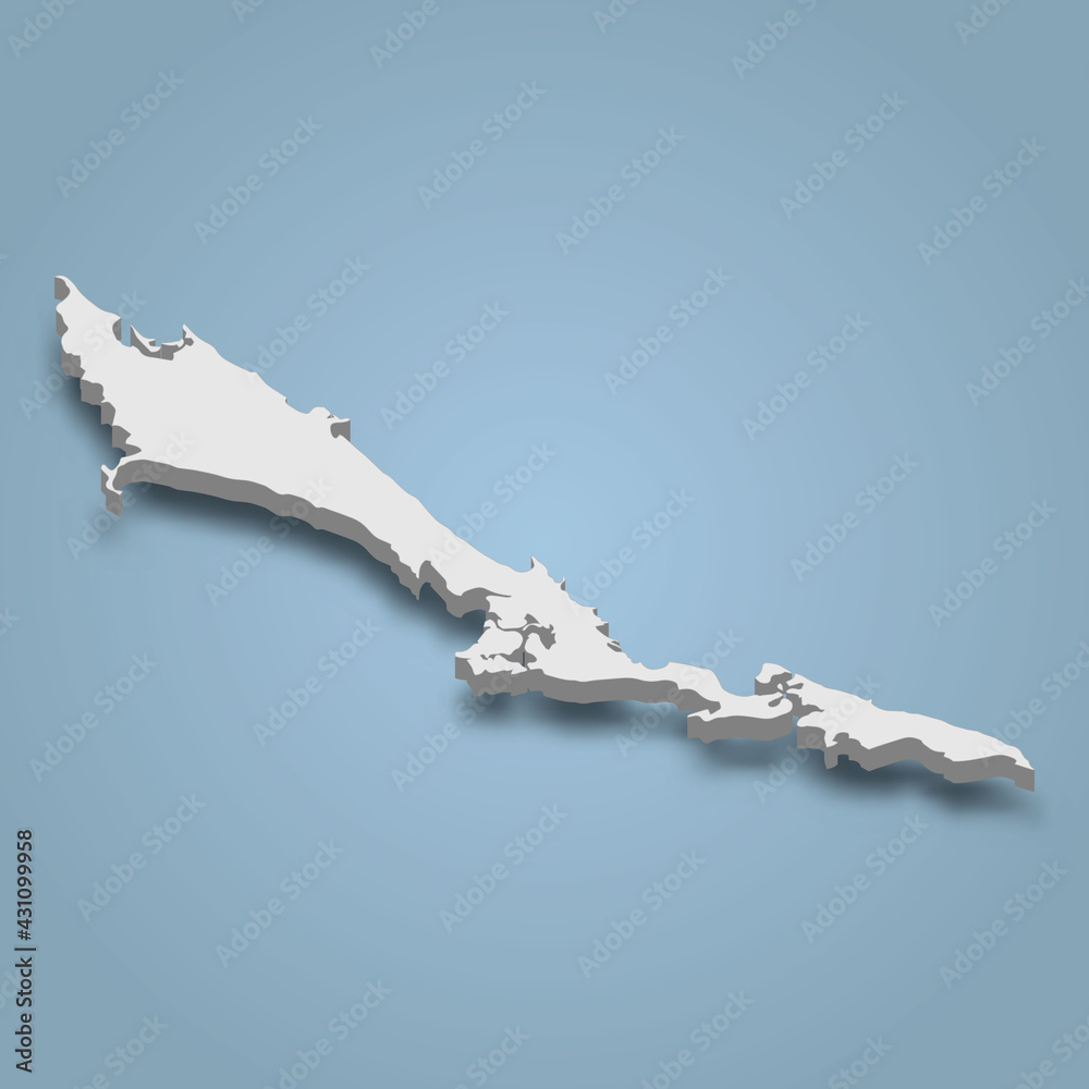 3d isometric map of Exuma is an island in Bahamas