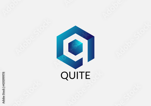 Abstract quite q letter logo design template
