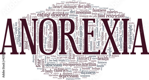 Anorexia vector illustration word cloud isolated on a white background.