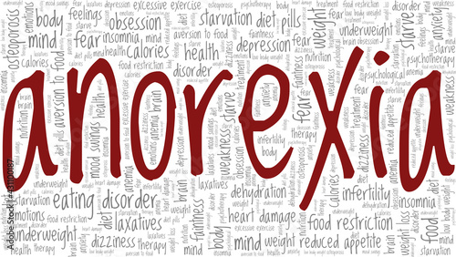 Anorexia vector illustration word cloud isolated on a white background.